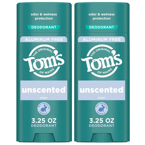 Tom's of Maine Desodorante natural sin perfume sin aluminio para mujeres y hombres, se pone transparente, protección contra olores y humedad,