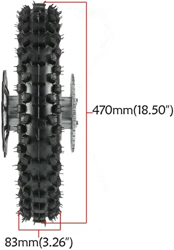 Miniatura 7 de 12" Ensamblaje de Llanta y Riel de Rueda Trasera 80/100-12 con Piñón y Rotor de Disco de Freno, Compatible con Motos de Pista de Barro