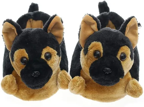 Miniatura 23 de Millffy Pantuflas clásicas de conejo para adultos, pantuflas de felpa de tamaño infantil, pantuflas de animales de pastor perro corgi disfraz calzado