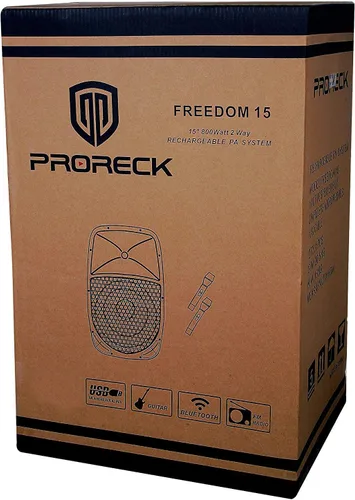 Miniatura 8 de PRORECK FREEDOM sistema de 15 bocinas de graves portátiles de 15 pulgadas recargables, bocina de DJ/PA de 800 vatios y 2 vías con lector de tarjetas