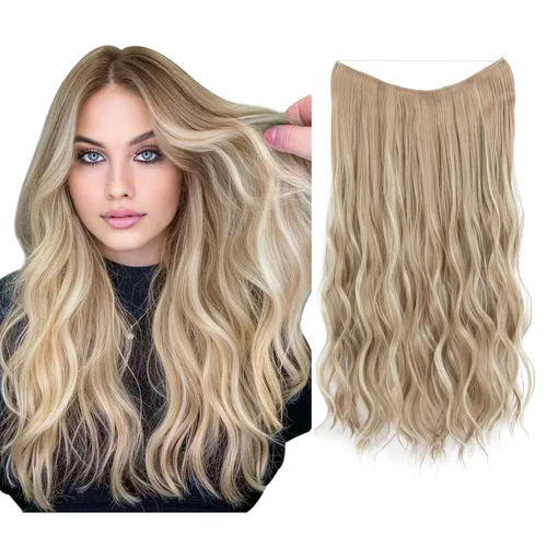 Miniatura 23 de SARLA Extensión de Cabello con Alambre Invisible con 3 Clips Pieza de Cabello Sintética Corta de Ondas de Playa Diadema Transparente Ajustable