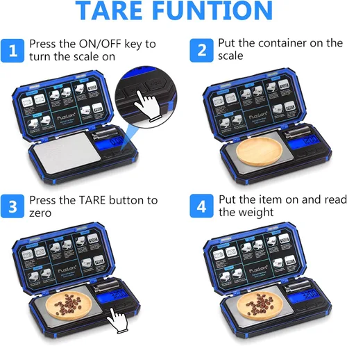 Miniatura 4 de Fuzion TU-X - Báscula digital de bolsillo, 7.05 oz/0.00 oz con 6 unidades para pasatiempos personales, pequeña escala para alimentos y gramos, Azul
