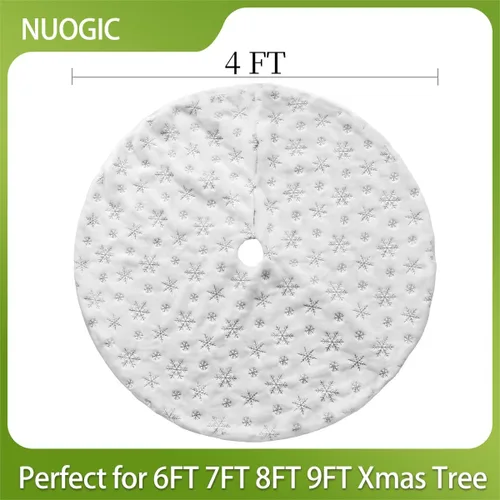 Miniatura 3 de Falda de árbol de Navidad de 4 pies, color blanco - para árbol de Navidad de 6 pies, 7 pies, 8 pies, 9 pies, falda de árbol de Navidad con copos