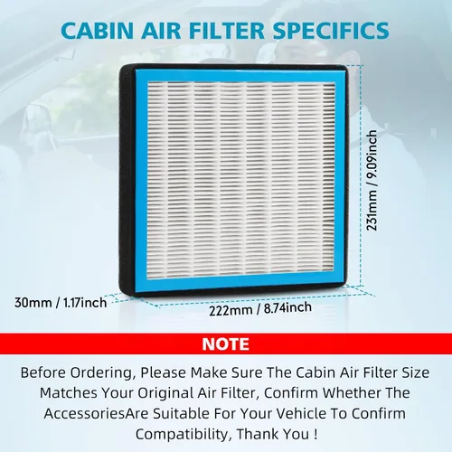 Miniatura 8 de CF10134 Filtro de aire de cabina HEPA para aire acondicionado con carbón activado, accesorios de filtro de aire de cabina de repuesto compatibles
