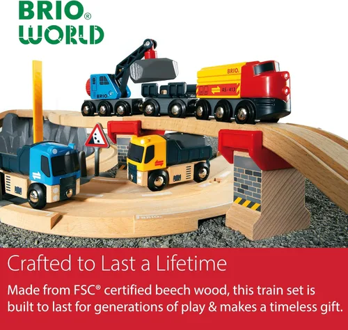 Miniatura 8 de BRIO World Rail & Road - Juego de tren de madera con certificación FSC de 32 piezas y accesorios - Auto grúa especial, plataforma plana, pistas
