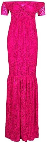 Miniatura 2 de ZIUMUDY Vestido de maternidad de manga corta con cuello en V y encaje para mujer