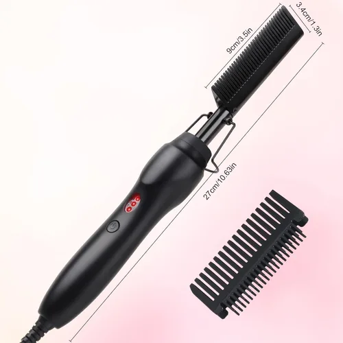 Miniatura 8 de Peine Eléctrico Caliente Alisador de Cabello Peine de Prensado con Calor Rizador Plancha Plana Cepillo Alisador de Cabello para Negro Natural, Peine