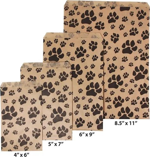 Miniatura 5 de CuteBox Pawprint - Bolsas de regalo de papel plano de estraza (4 x 6 pulgadas) para manualidades, recuerdos de fiesta, venta al por menor