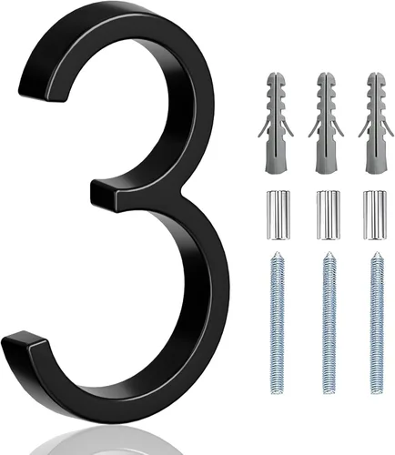Número de casa flotante de acero inoxidable de 5 pulgadas, números de casa modernos de metal antioxidante con kits de clavos para puerta, jardín,