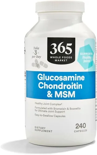 365 by Whole Foods Market, Glucosamina condroitina y MSM, apoya articulaciones saludables, 240 cápsulas