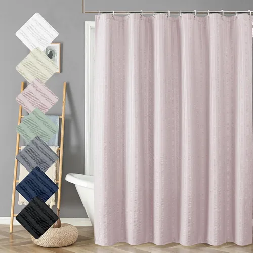 Miniatura 82 de Aiyufeng Moga - Cortina de ducha verde salvia, cortinas de ducha texturizadas en relieve 3D para baño, cortina de baño de tela de poliéster de lujo