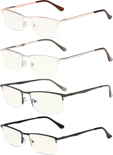 Miniatura 8 de Eyekepper Paquete de 4 lentes de lectura de calidad de medio borde con bisagras de resorte, incluye lectores de computadora para mujeres y hombres