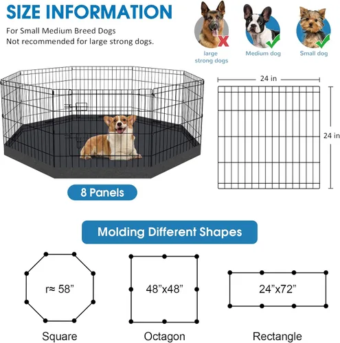 Miniatura 2 de Artmalle Corralito para cachorros, 8 paneles de 24 pulgadas, para interiores y exteriores, de metal, portátil, plegable, para mascotas, animales