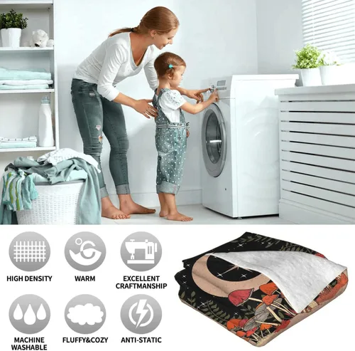 Miniatura 9 de Manta de hongos, ultra suave, cálida y ligera, de franela de forro polar con microhongos, para cama, sofá, regalo de viaje, decoración de hongos