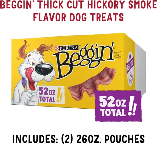 Miniatura 6 de Purina Beggin' Strips Golosinas para Perros de Carne Real, Sabor a Humo de Hickory de Corte Grueso - (Paquete de 2) Bolsas de 26 oz