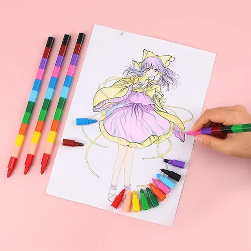 Miniatura 4 de 12 lápices de colores apilables para construir, lápices de arco iris apilables para niños, lápices apilables para niños, recuerdos de fiesta