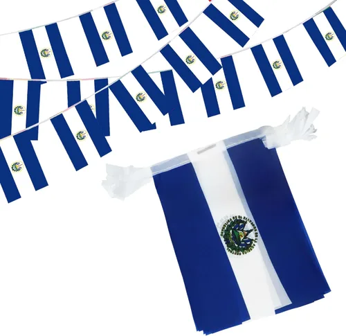 Anley Banderines de banderines de cuerda de El Salvador, eventos patrióticos 15 de septiembre Día de la Independencia salvadoreña decoración barras