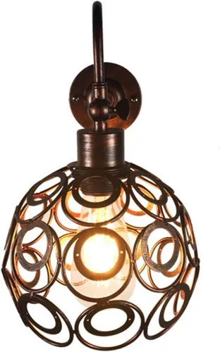 Miniatura 4 de Wall Lamp American Country Industrial Wind Wrought Iron Retro Small Iron Cage Cyber Bar Bedside Aisle Lamps,Modern Decor