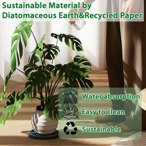 Miniatura 4 de Platillo para plantas, platillos para macetas, bandejas para macetas de tierra de diatomeas de secado instantáneo, bandejas redondas para goteo