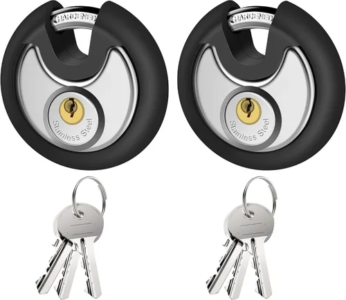 Miniatura 11 de Puroma Candado con llave, cerradura de casillero de acero inoxidable, cerraduras resistentes con 3 llaves, cerradura de unidad de almacenamiento