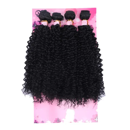FRELYN Rizado pelo rizado paquetes de armadura de pelo sintético paquetes 18 18 20 20 pulgadas 4 piezas/paquete color negro tejido rápido coser en