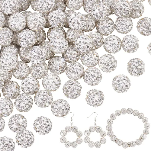 Miniatura 18 de Pandahall - Bolas de arcilla de 10 mm, tipo discoteca con 100 unidades, cuentas de polímero de arcilla con diamantes de imitación, creaciones Azul