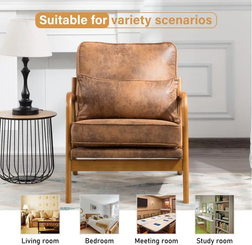 Miniatura 8 de Silla decorativa para sala de estar, sillón tapizado moderno de mediados de siglo con almohada, sillón de lectura, cómoda silla decorativa