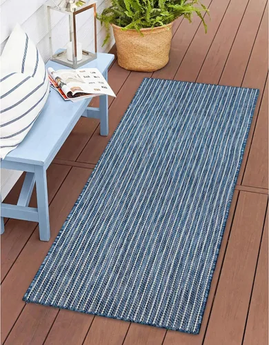 Miniatura 52 de Liora Manne Carmel - Alfombra tejida de perfil bajo de fácil cuidado para interiores y exteriores, color aguamarina, 6 pies 6 pulgadas x 9 pies 4