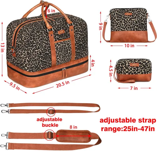 Miniatura 67 de IBFUN Bolsas de fin de semana para mujer, bolsa grande de lona para viaje, bolsa de viaje con compartimento para zapatos, 21 pulgadas, juego de 3