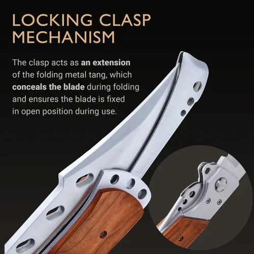 Miniatura 6 de Grand Way Cuchillo plegable de hoja larga – Cuchillos afilados para caza, senderismo, campamento, supervivencia táctica y trabajo para hombres y 1.