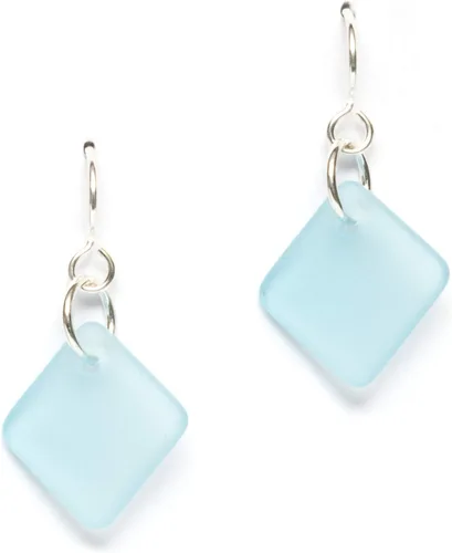 Miniatura 12 de Delicate Diamond Sea Glass Earrings, Beach Glass Earrings for Women by EcoSeaCo, using sustainable, recycled and repurposed material. Handmade