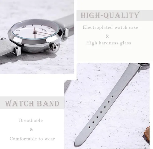 Miniatura 5 de Relojes para mujer, correa de cuero, elegante, simple, para niñas, relojes de cuarzo para damas, 30M, impermeables, analógicos para mujeres