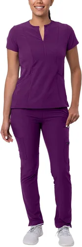 Adar Addition Go-Higher - Juego de uniforme quirúrgico para mujer, camiseta con muescas y cuello en V, pantalones cargo quirúrgicos y ajustados