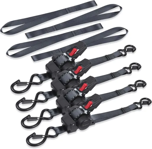 Miniatura 9 de Ayaport Correas de trinquete retráctiles de 1 pulgada x 12 pies (2 unidades) - Resistencia a la rotura de 1500 libras, correas de trinquete