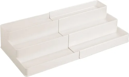 Miniatura 8 de mDesign Organizador de estante de plástico expandible de 3 niveles, almacenamiento para tocador de baño, gabinete, armario, cajón, capacidad
