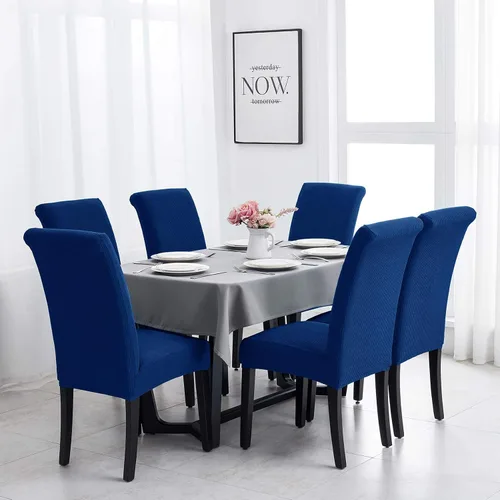 Miniatura 5 de Joccun - Juego de 4 fundas para sillas de comedor, fundas elásticas para sillas de comedor, fundas de asiento para sillas de comedor, funda de Azul