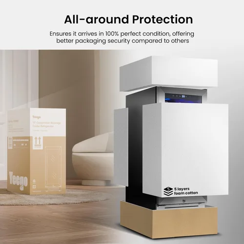 Miniatura 8 de Yeego Refrigerador de bebidas y mini refrigerador, enfriador de bebidas de 15 pulgadas con 80 latas de 34 a 54 °F, pequeño enfriador de cerveza