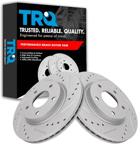 Miniatura 380 de TRQ Juego de rotores de freno de rendimiento trasero con revestimiento G premium compatible con Mazda 6 2014-2021