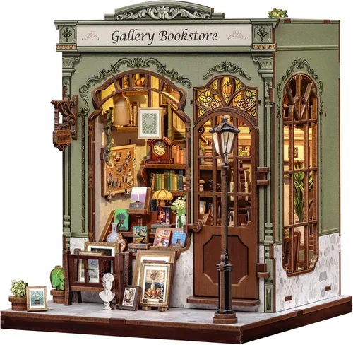 Miniatura 12 de Fsolis Kit de rincón de libros – Kit de casa en miniatura para adultos, estantería 3D rompecabezas de madera Booknook Music Librero Diorama regalos
