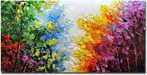 Miniatura 9 de V-inspire Arte, 24x48 Pulgadas Pinturas Blanco Margarita Flor Pintura Al óleo 3D Pintado a Mano Sobre Lienzo Arte Abstracto Arte Madera Dentro