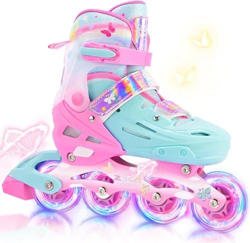 Miniatura 13 de 2PM SPORTS Patines en línea para niños y niñas de edades 5-8, 8-12, 3-5, 4-8, 6-12 con ruedas que se iluminan, patines de ruedas ajustables