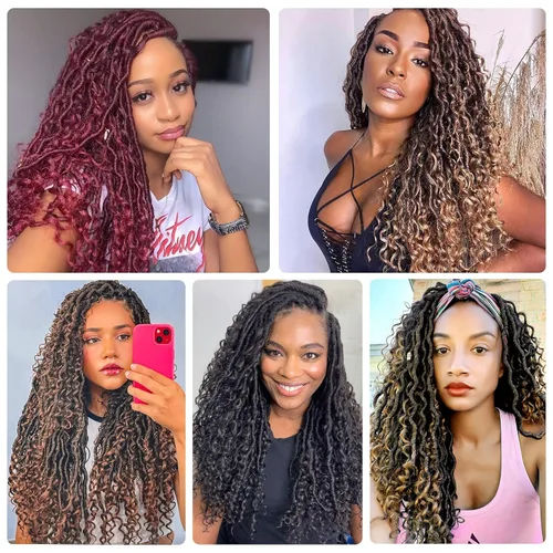 Miniatura 80 de Alicoco Goddess Locs Cabello de Ganchillo 12 Pulgadas 8 Paquetes Rastas Sintéticas de Ganchillo Para Mujeres Rastas Suaves Boho Pre-enrolladas River
