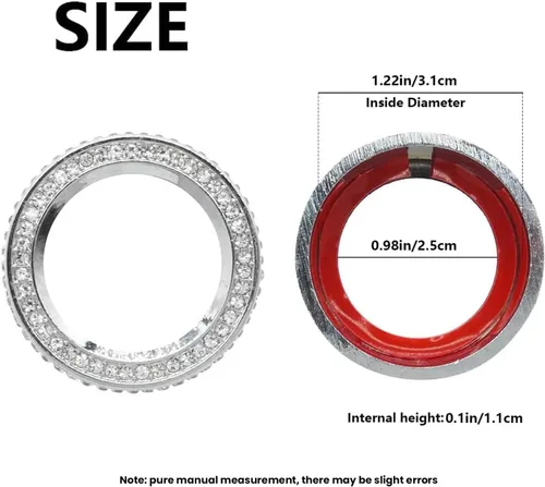 Miniatura 2 de 3 piezas de cubierta de perilla de interruptor de aire acondicionado brillante con cristales de rhinestone compatible con accesorios Honda 10ª