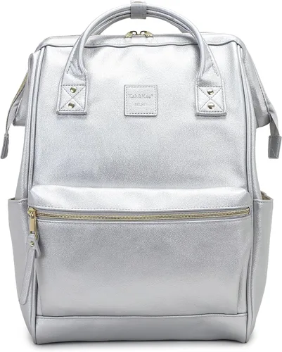 Miniatura 6 de Kah&Kee - Mochila de cuero con compartimento para laptop, ideal para viajes, escuela, para mujeres y hombres, marrón claro (Camel Beige)), PU1211