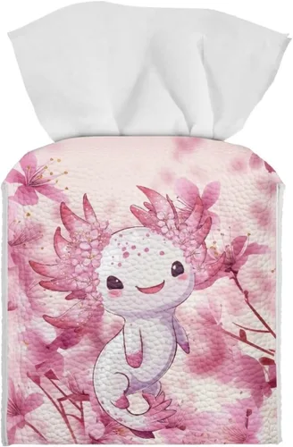 Miniatura 9 de Lindas decoraciones de ajolote con estampado de animales, caja de pañuelos de cuero, soporte de Navidad, organizador de papel de seda impermeable