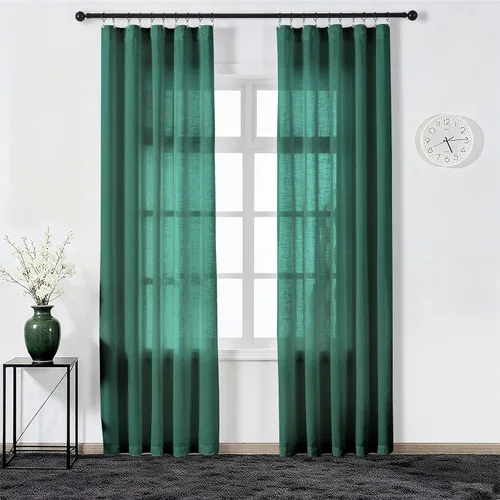 Miniatura 28 de Cortinas semitraslúcidas de lino neutro de 84 pulgadas de largo, cortinas y cortinas de lino beige crema que filtran la luz, tratamientos modernos