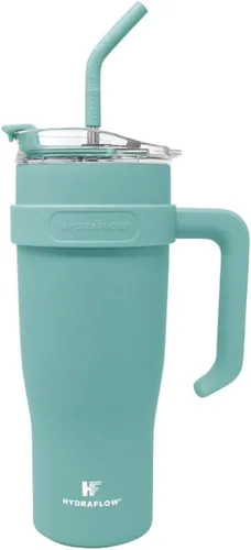 Miniatura 7 de HYDRAFLOW Capri - Vaso de 20 onzas con popote – Vaso aislado al vacío de triple pared – Vaso aislado al vacío – Vaso de acero inoxidable – Vaso