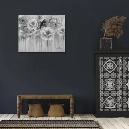 Woxfcart Cuadros de flores para decoración de pared, impresión floral en blanco y negro sobre lienzo para decoración de baño, 15 x 12 pulgadas
