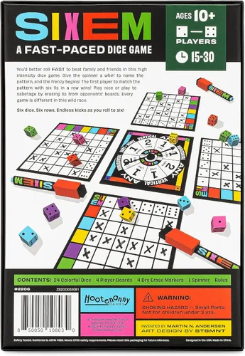 Miniatura 5 de Hootenanny Games Sixem Juego de dados Velocidad, estrategia y sabotaje para la noche de juegos Perfecto para juegos familiares 2-4 jugadores