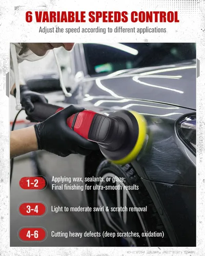 Miniatura 4 de AVID POWER Pulidora de Buffer de Doble Acción para Automóvil, Pulidora Orbital de 6 Pulgadas para Detallado de Automóviles con 6 Velocidades